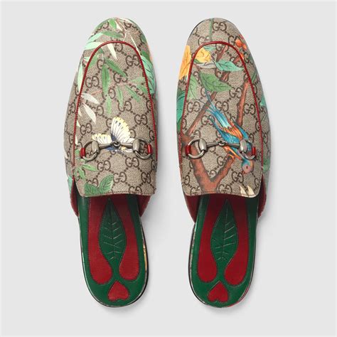 gucci princetown loafer in tian garden print|gucci black leather slippers.